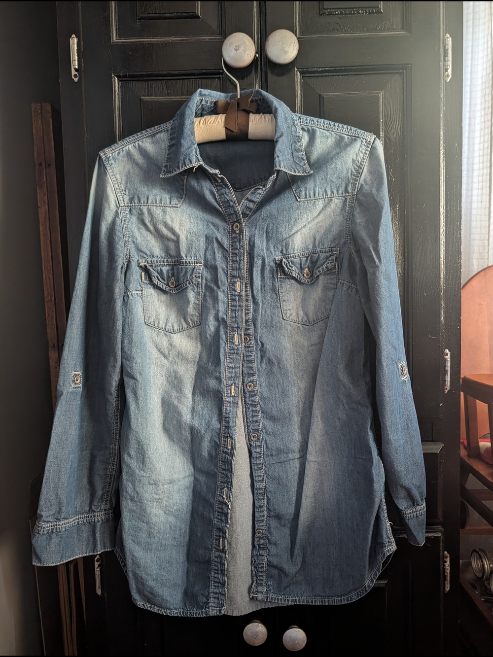 H&M Light Blue Denim Button-Down Shirt